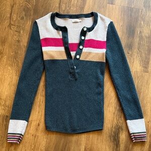 Faherty Women's Sweater in Black, Pink, and Tan